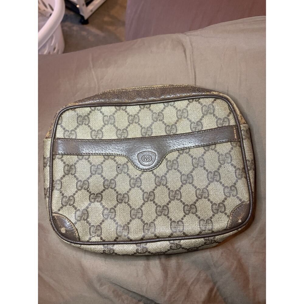 Authentic Vintage Gucci GG Supreme Canvas Pouch Bag Repair Project No Strap
